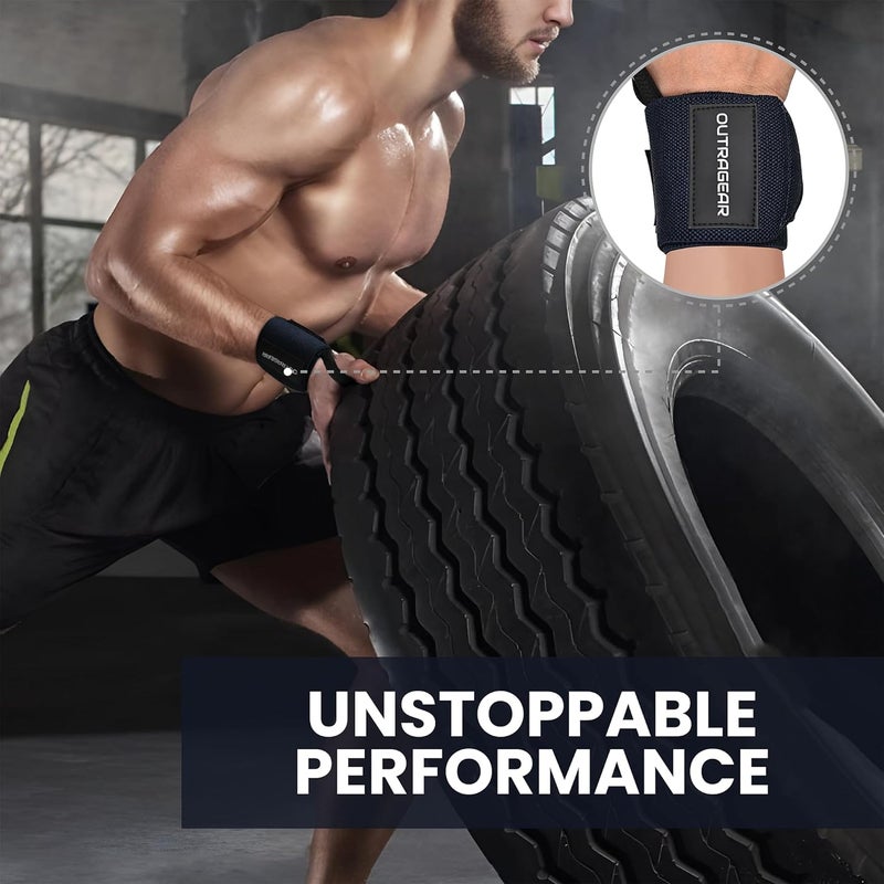 OUTRAGEAR 18" OG-Grade Wrist Wraps for Weightlifting – Heavy Duty Wrist Support with Thumb Loop & Lockdown Strap – Wrist Straps for Powerlifting, Bench Press & Gym Training - Image 4